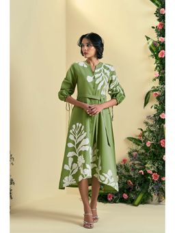 ORIGANI - Green Iris Dress With Belt (Set of 2)