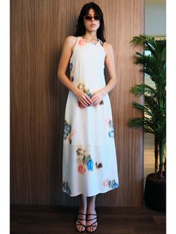 Virgio - Women White Linen With Criss-Cross Back Maxi Dress