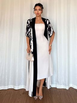 Outzidr - White Printed Wrap Maxi Dress