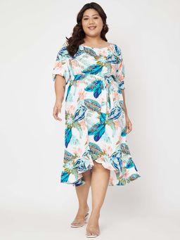 BRINNS - Plus Size Multi-Color Printed Round Fit And Flare Midi Dress (Set of 2)