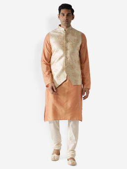 KISAH - Men Gold Kurta Jacket (Set of 3)