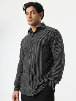 The Souled Store - Black Stripes Collar Neck Shirt