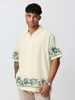 The Souled Store - Yellow Embroidered Collar Neck Shirt