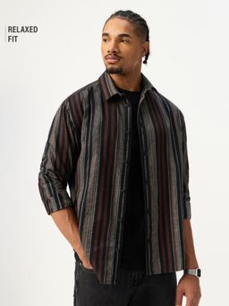 The Souled Store - Black Stripes Collar Neck Shirt