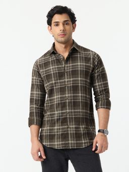 The Souled Store - Brown Checks Collar Neck Shirt