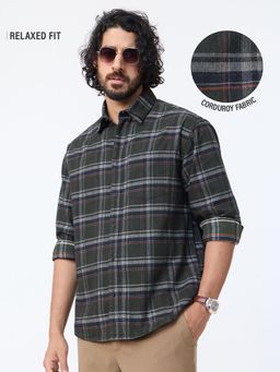 The Souled Store - Green Checks Collar Neck Shirt