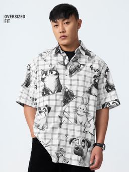 The Souled Store - White Graphic Collar Neck Shirt