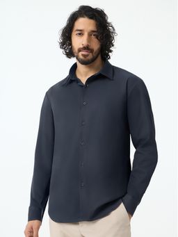 The Souled Store - Indigo Plain Collar Neck Shirt