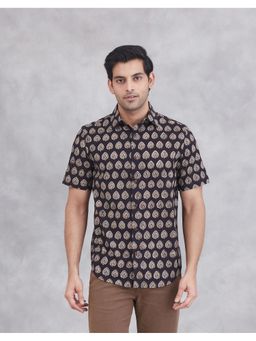 Fabindia - Black Cotton Bagru Printed Slim Fit Shirt