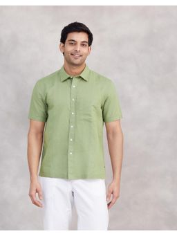 Fabindia - Olive Linen Blend Bush Shirt