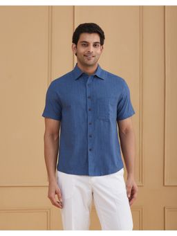 Fabindia - Blue Printed Cotton Bush Shirt