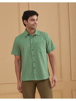 Fabindia - Green Printed Cotton Bush Shirt