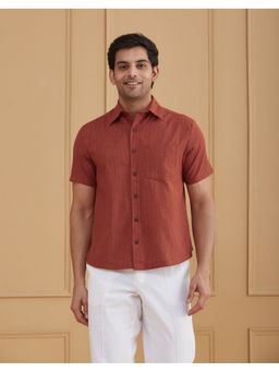 Fabindia - Rust Printed Cotton Bush Shirt
