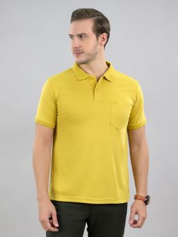 Monte Carlo - Mustard Solid Collar Neck Half Sleeve Polo T-Shirt