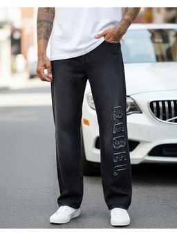 Bewakoof - Black Applique Straight Fit Washed Mid-Rise Jeans