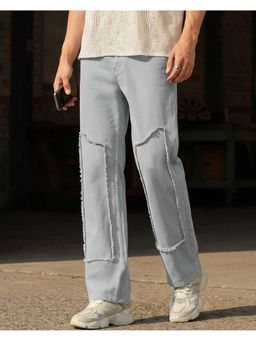 Bewakoof - Powder Grey Applique Straight Fit Jeans