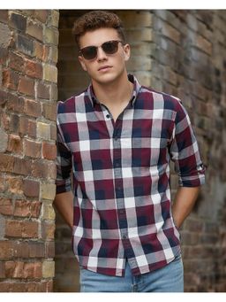 Bewakoof - Maroon Checked Pure Cotton Shirt