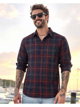 Bewakoof - Blue Checked Pure Cotton Shirt