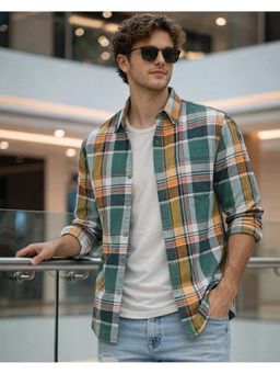 Bewakoof - Green Checked Pure Cotton Shirt