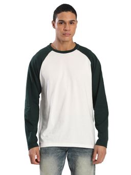 Bene Kleed - Colour Block Full Sleeves Relaxed Casual White T-Shirt