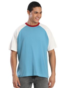 Bene Kleed - Half Sleeves Oversized Casual Blue T-Shirt