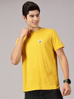 BLACK BUCK - Solid Cotton Crew Neck Mustard T-Shirt