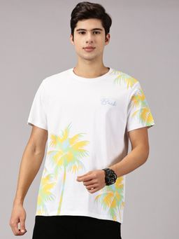 BLACK BUCK - Printed Cotton Crew Neck White T-Shirt