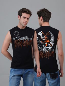 Free Authority - Official Batman Dark Knight Round Neck Sleeveless Graphic Printed Black Tank