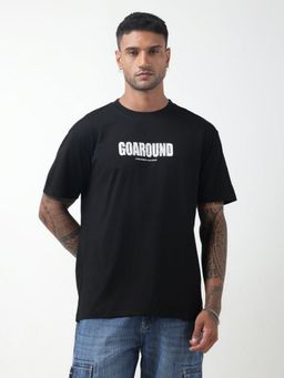SHOWOFF - Edition Typography Printed Black Relaxed Fit T-Shirt