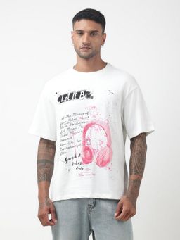 SHOWOFF - Edition Graphic Printed White Oversized T-Shirt