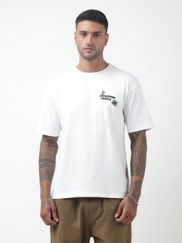 SHOWOFF - Edition Typography Printed White Relaxed Fit T-Shirt