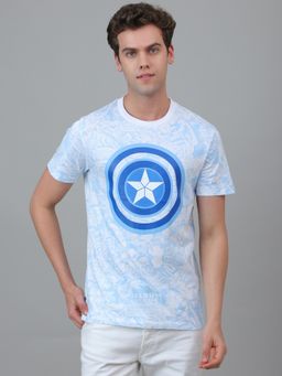 Free Authority - Captain America Half Sleeve Graphic Printed Cotton Regular Fit White T-Shirt