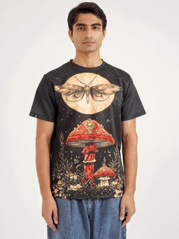 CLAZZEY - Black Dark Bloom Printed Graphic Cotton T-Shirt