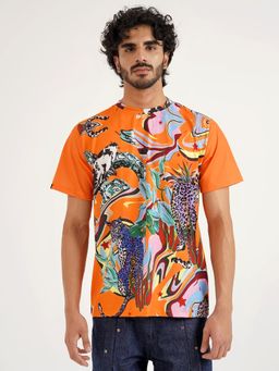 CLAZZEY - Orange Nature-Inspired Jungle Trip Printed Tee