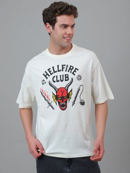 Free Authority - Official Stranger Things Graphic Printed Oversized White T-Shirt