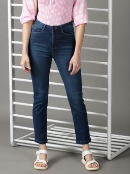 SHOWOFFFF - Women's Stretchable Clean Look Navy Blue Regular Fit Jeans