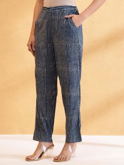 Fabindia - Blue Printed Regular Fit Pants