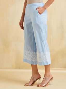 Fabindia - Blue Embroidered Comfortable Fit Culottes