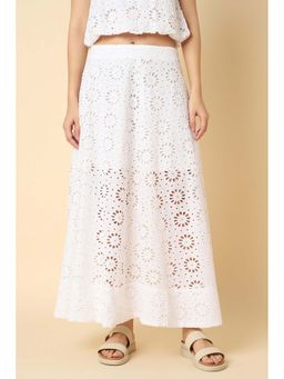 Allen Solly - White Self Design Maxi Skirt