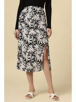 Allen Solly - Black Printed Midi Skirt