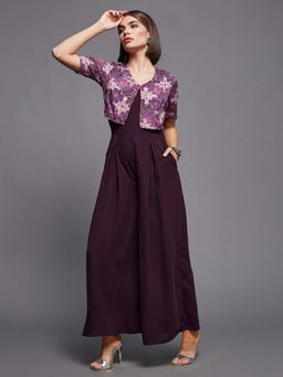 Miss Chase - Purple Printed Jumpsuit