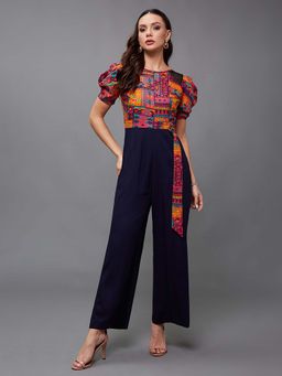 Miss Chase - Navy Blue Printed Jumpsuit