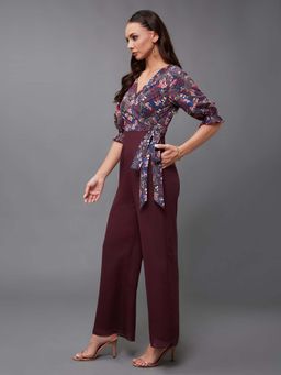 Miss Chase - Wine Floral Jumpsuit