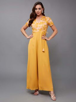 Miss Chase - Mustard Self Design Jumpsuit