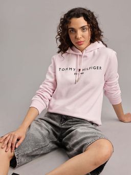 Tommy Hilfiger - Pink Solid Regular Fit Hoodie
