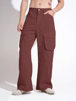 SHOWOFF - Men Rust Relaxed Fit Cargo Jeans