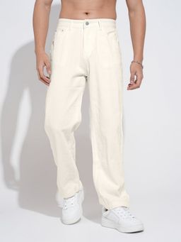 SHOWOFF - Men Off White Straight Fit Jeans