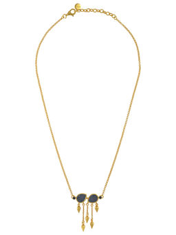 Tribe Amrapali - Sterling Silver Gold Plated Sapphire Pear Multi Drop Necklace