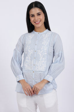 W - Embroidered Straight Pure Cotton Top