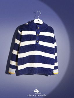 CHERRY CRUMBLE BY NITT HYMAN - Unisex Navy Blue Striped Sweater